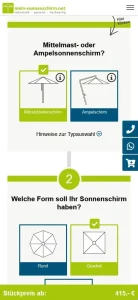 Sonnenschirm Konfigurator Plugin Mobilversion - Plugin entwickelt von Julian Gapp - WordPress Entwickler aus München