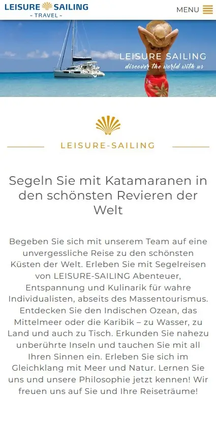 Leisure Sailing mehrsprachige Webseite mit individuellem Theme Mobilversion - Julian Gapp Individualprogrammierung